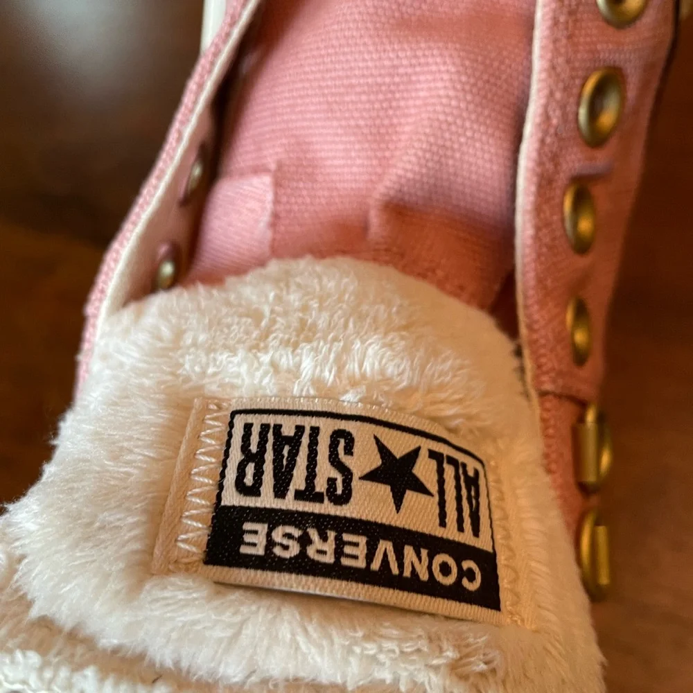 Converse All Star Pink With Gold Details and Sherpa Tongue - Picture 2 of 10